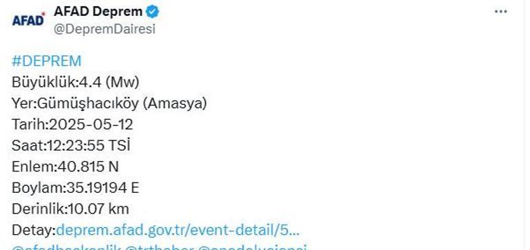 Son dakika... Amasya’da 3 dakika arayla 2 deprem
